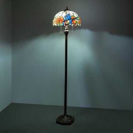 Brilagi - Lampadaire Tiffany en vitrail JUNGLE 2xE27/60W/230V