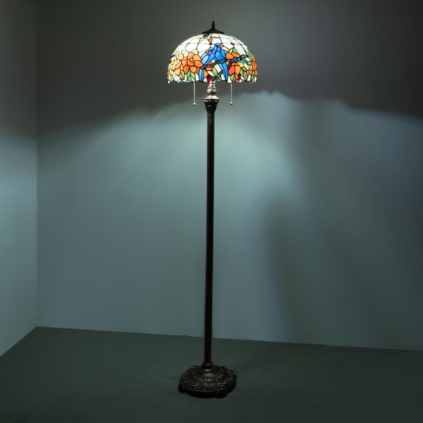 Brilagi - Lampadaire Tiffany en vitrail JUNGLE 2xE27/60W/230V