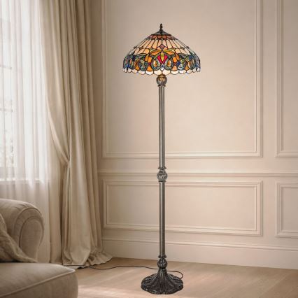 Brilagi - Lampadaire Tiffany en vitrail LUISA 2xE27/60W/230V