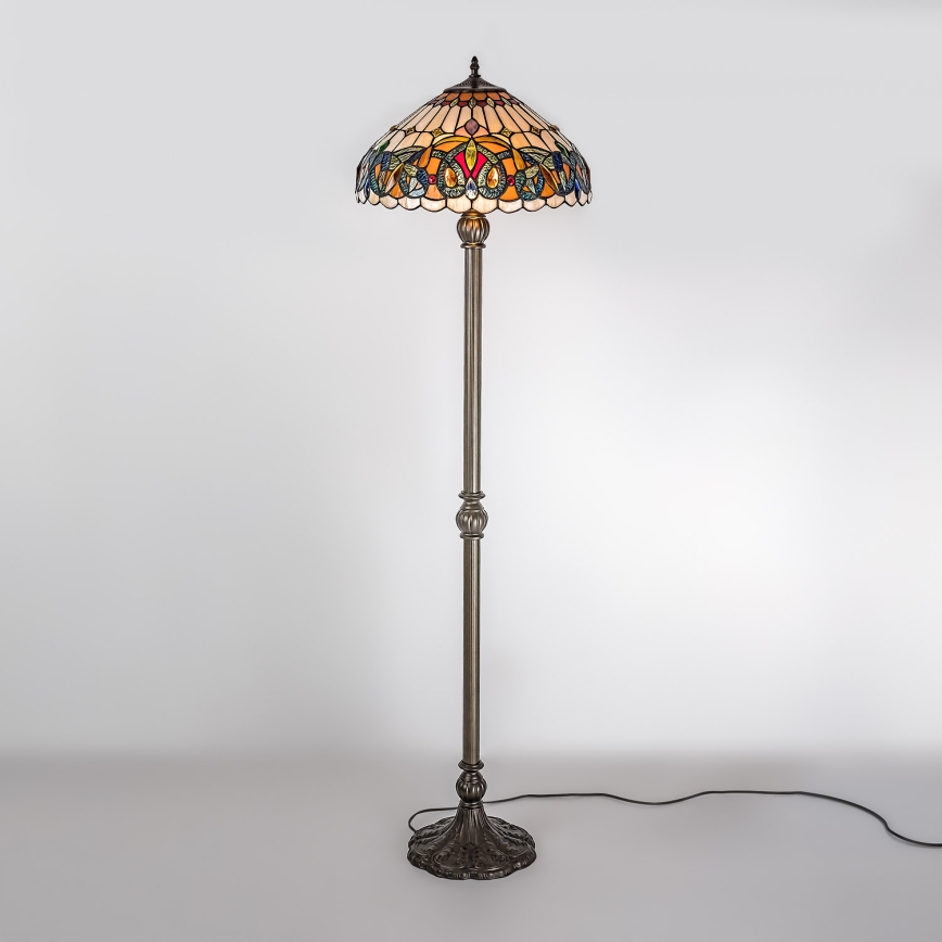 Brilagi - Lampadaire Tiffany en vitrail LUISA 2xE27/60W/230V