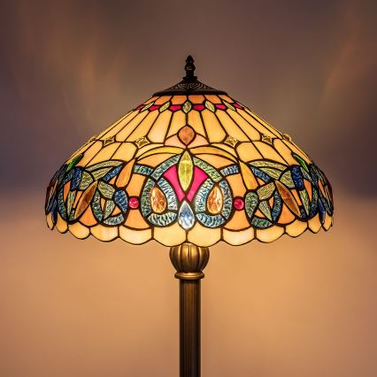 Brilagi - Lampadaire Tiffany en vitrail LUISA 2xE27/60W/230V