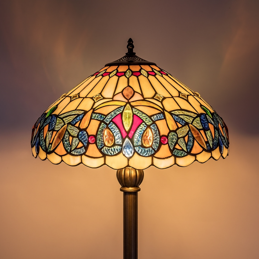 Brilagi - Lampadaire Tiffany en vitrail LUISA 2xE27/60W/230V