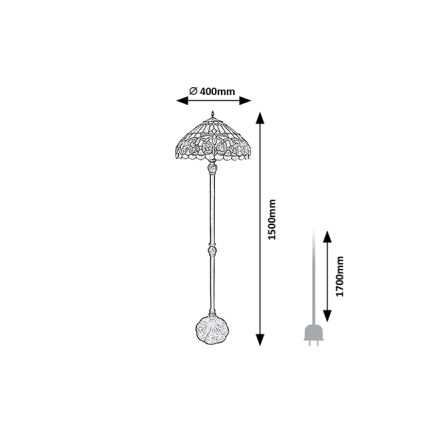 Brilagi - Lampadaire Tiffany en vitrail LUISA 2xE27/60W/230V