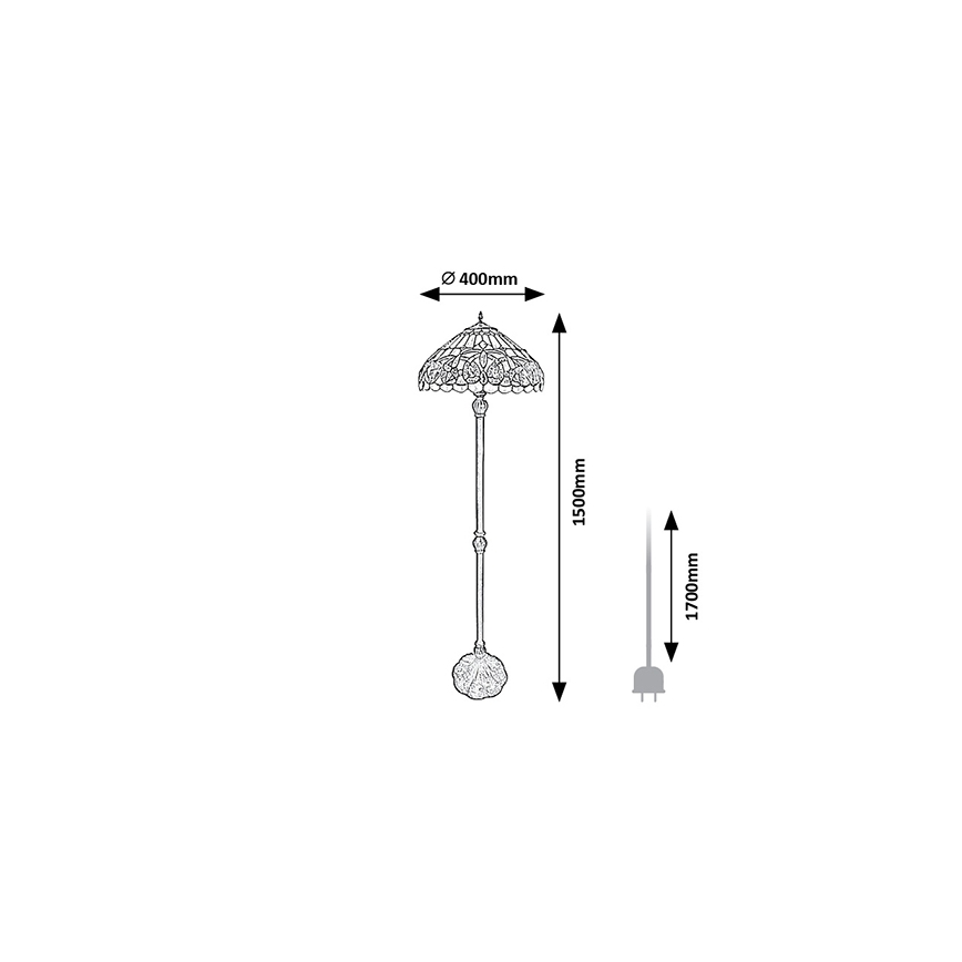 Brilagi - Lampadaire Tiffany en vitrail LUISA 2xE27/60W/230V