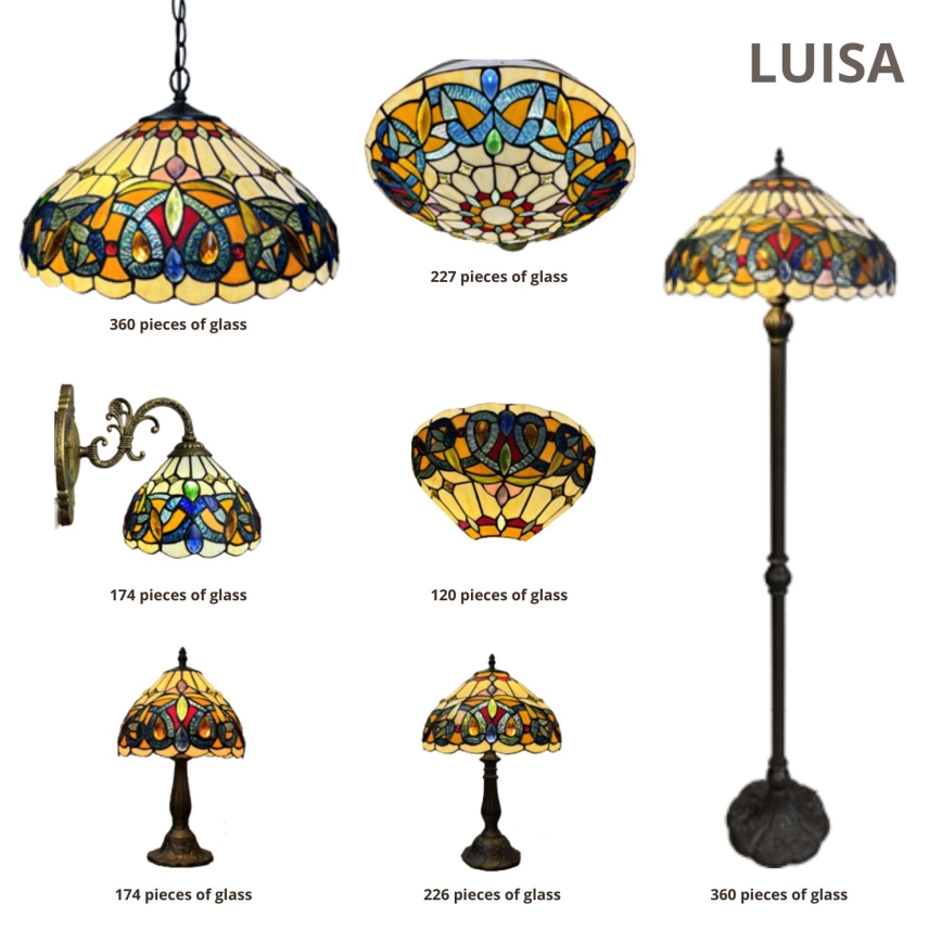 Brilagi - Lampadaire Tiffany en vitrail LUISA 2xE27/60W/230V