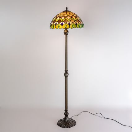 Brilagi - lampadaire Tiffany en vitrail MARGARET 2xE27/60W/230V