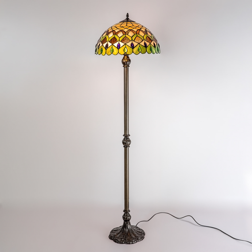 Brilagi - lampadaire Tiffany en vitrail MARGARET 2xE27/60W/230V