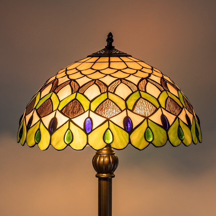 Brilagi - lampadaire Tiffany en vitrail MARGARET 2xE27/60W/230V