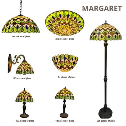 Brilagi - lampadaire Tiffany en vitrail MARGARET 2xE27/60W/230V