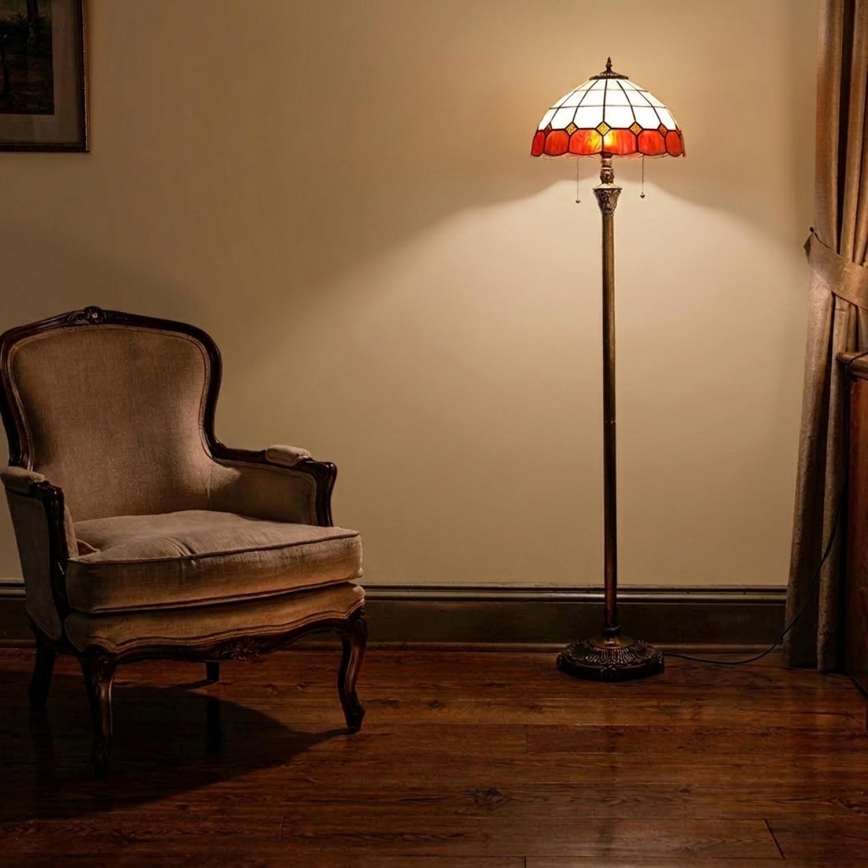 Brilagi - Lampadaire Tiffany en vitrail SIENNA 2xE27/60W/230V