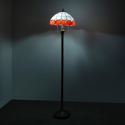 Brilagi - Lampadaire Tiffany en vitrail SIENNA 2xE27/60W/230V