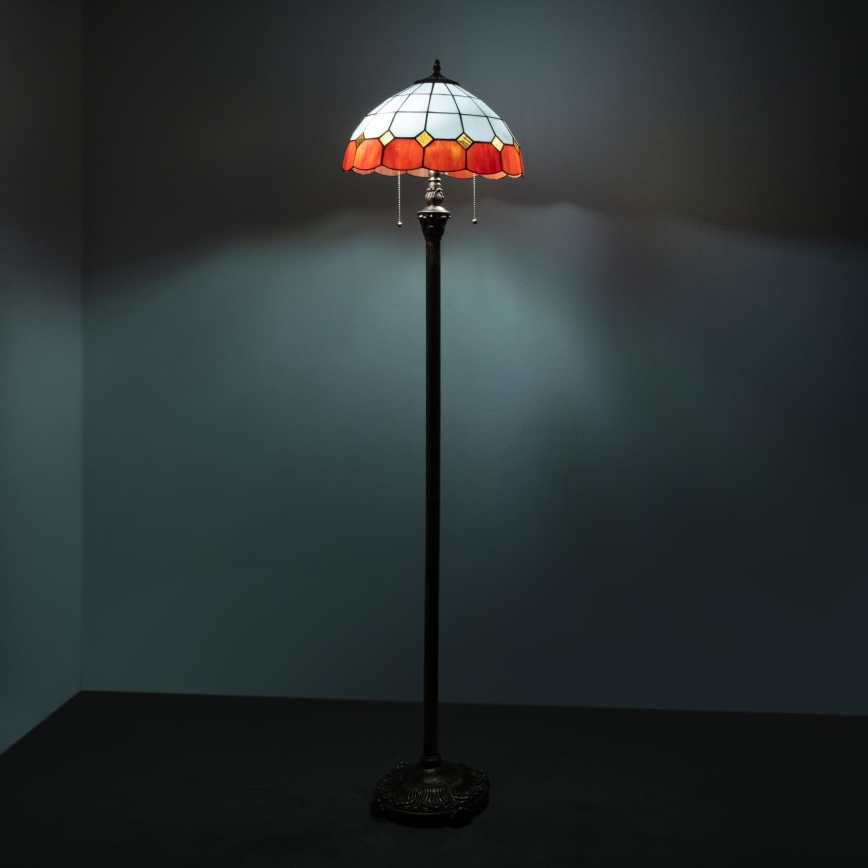 Brilagi - Lampadaire Tiffany en vitrail SIENNA 2xE27/60W/230V