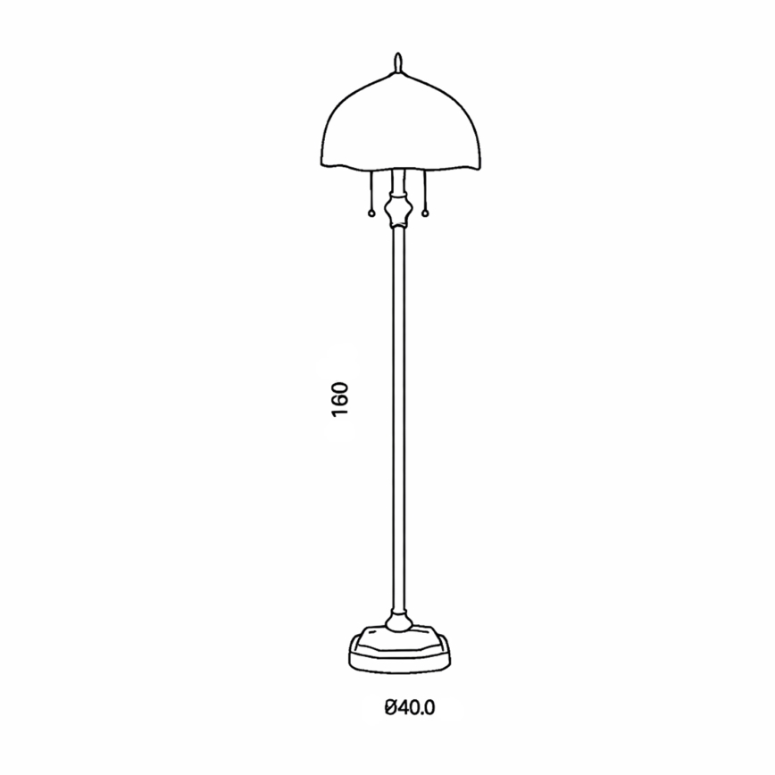 Brilagi - Lampadaire Tiffany en vitrail SIENNA 2xE27/60W/230V