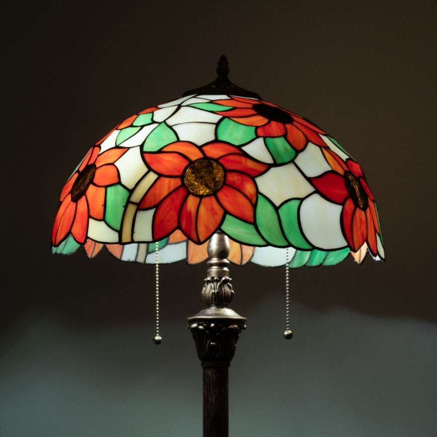 Brilagi - Lampadaire Tiffany en vitrail SUNFLOWER 2xE27/60W/230V