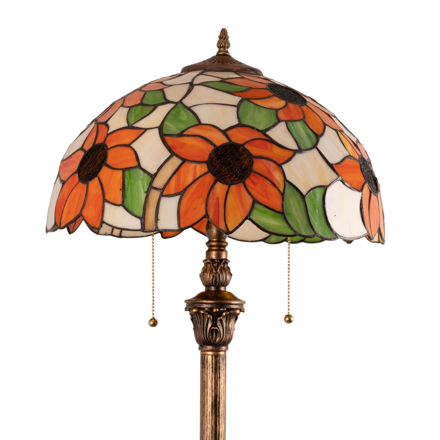 Brilagi - Lampadaire Tiffany en vitrail SUNFLOWER 2xE27/60W/230V