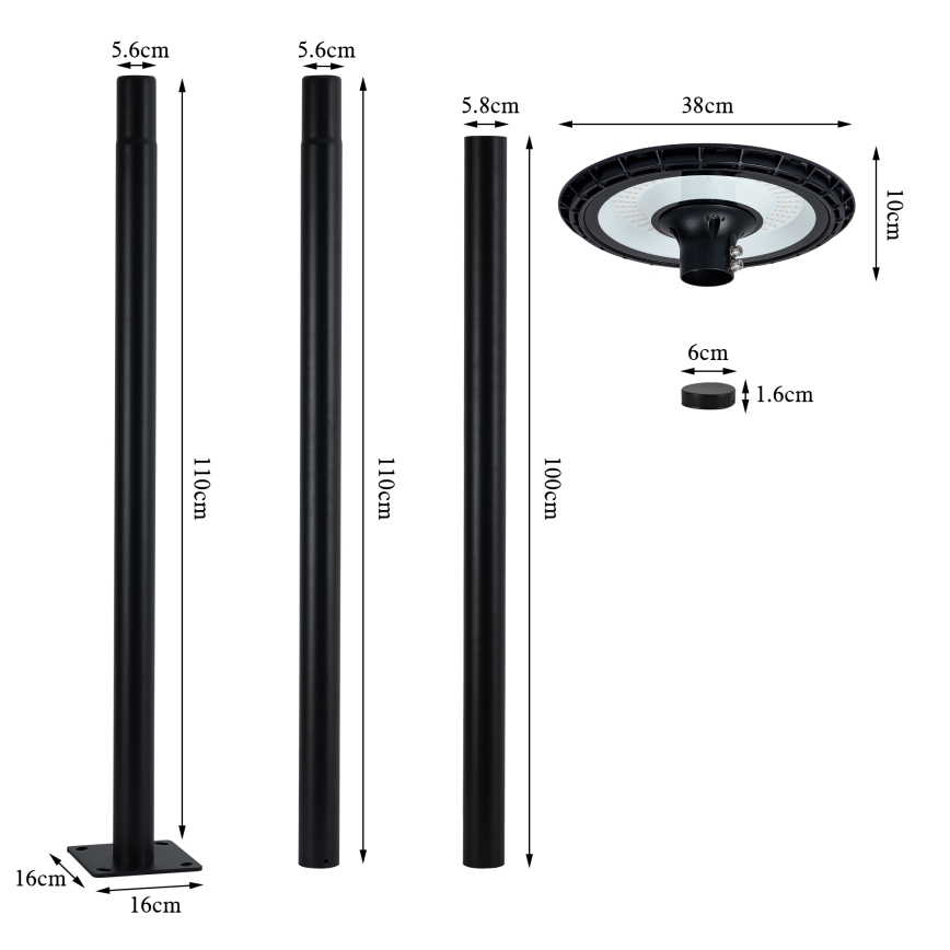 Brilagi - Lampadaire URBANSPARK LED/60W/230V noir IP65