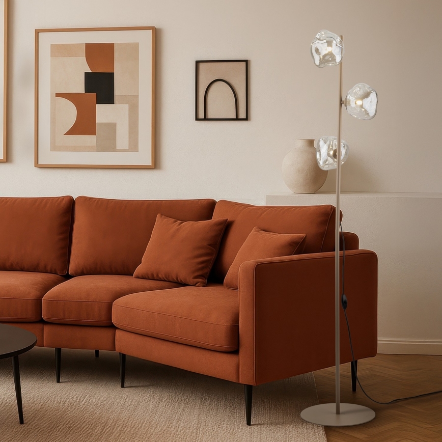 Brilagi - Lampadaire VULCANO 3xG9/8W/230V beige/beige fumé