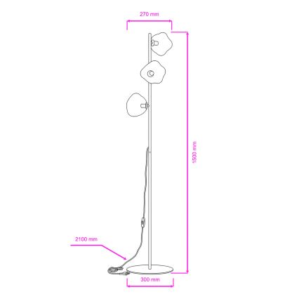 Brilagi - Lampadaire VULCANO 3xG9/8W/230V beige/beige fumé