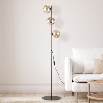 Brilagi - Lampadaire VULCANO 3xG9/8W/230V bronze/beige fumé