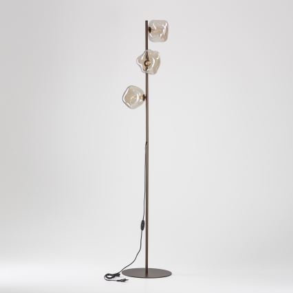 Brilagi - Lampadaire VULCANO 3xG9/8W/230V bronze/beige fumé