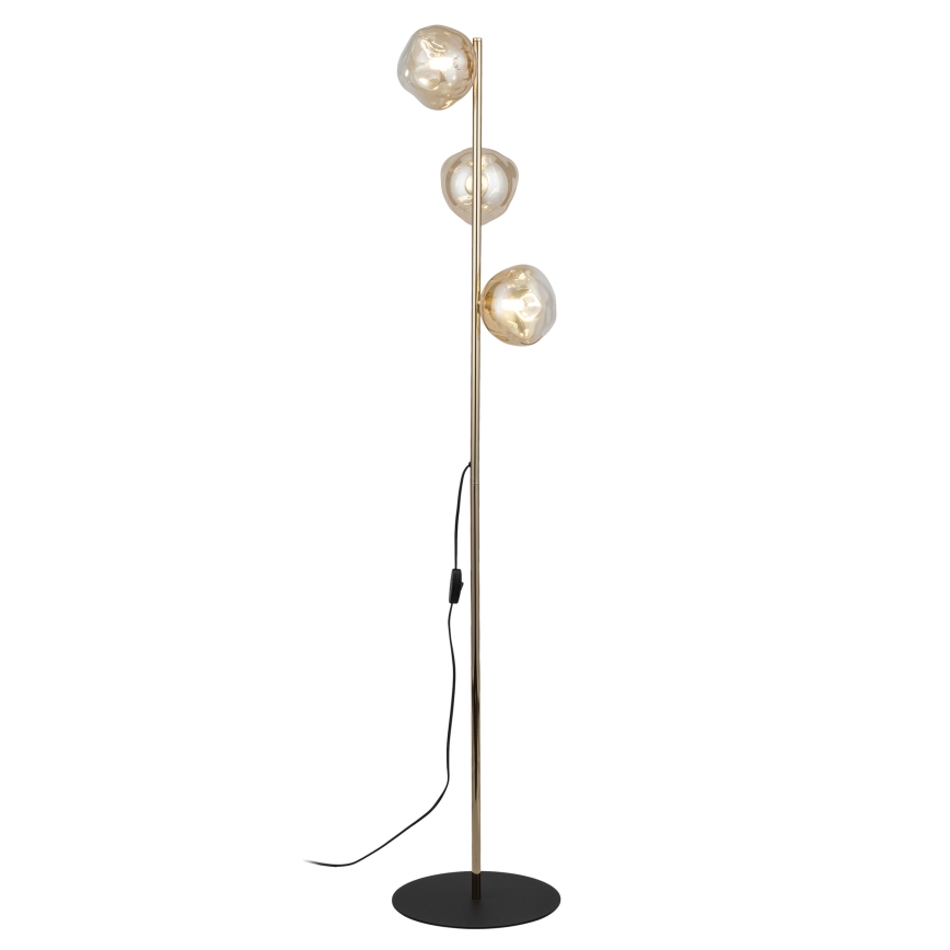 Brilagi - Lampadaire VULCANO 3xG9/8W/230V doré/beige fumé