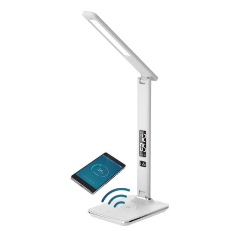WE - lampe de bureau sans fil - rechargeable - écran LCD - blanc