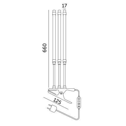 Brilagi - Lampe de table flexible à intensité variable avec pince pour la culture des plantes VITABLOOM 3xLED/10W/230V noir