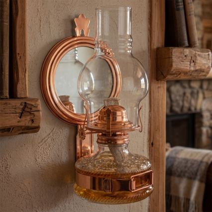 BRILAGI - Lampe à pétrole avec miroir MERLIN cuivrée/patinée