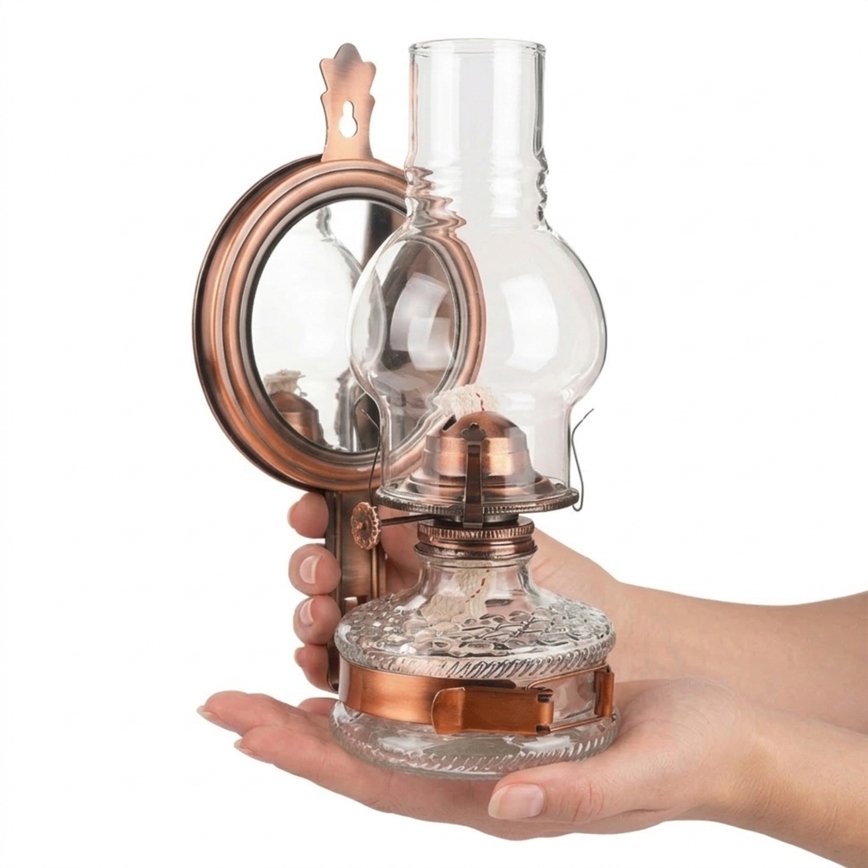 BRILAGI - Lampe à pétrole avec miroir MERLIN cuivrée/patinée
