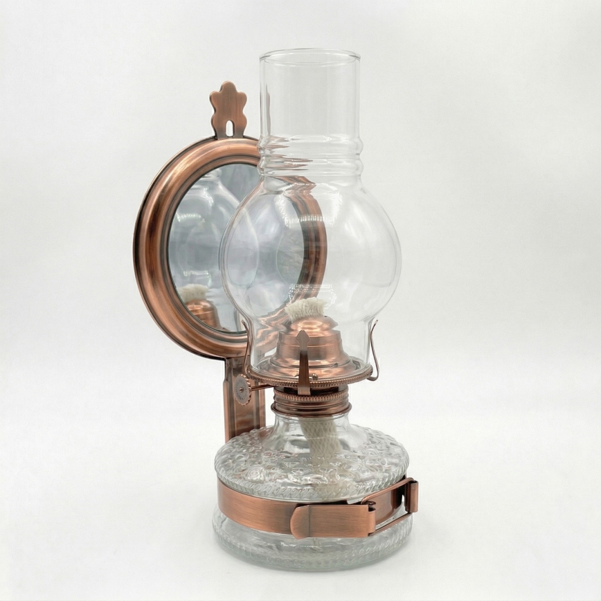 BRILAGI - Lampe à pétrole avec miroir MERLIN cuivrée/patinée