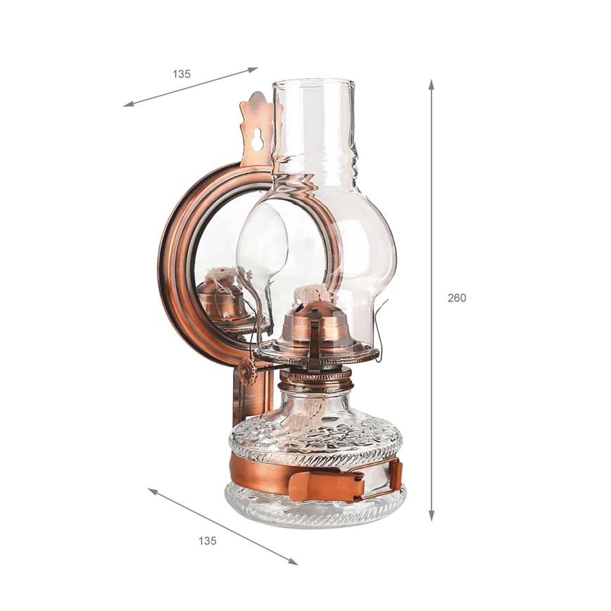 BRILAGI - Lampe à pétrole avec miroir MERLIN cuivrée/patinée