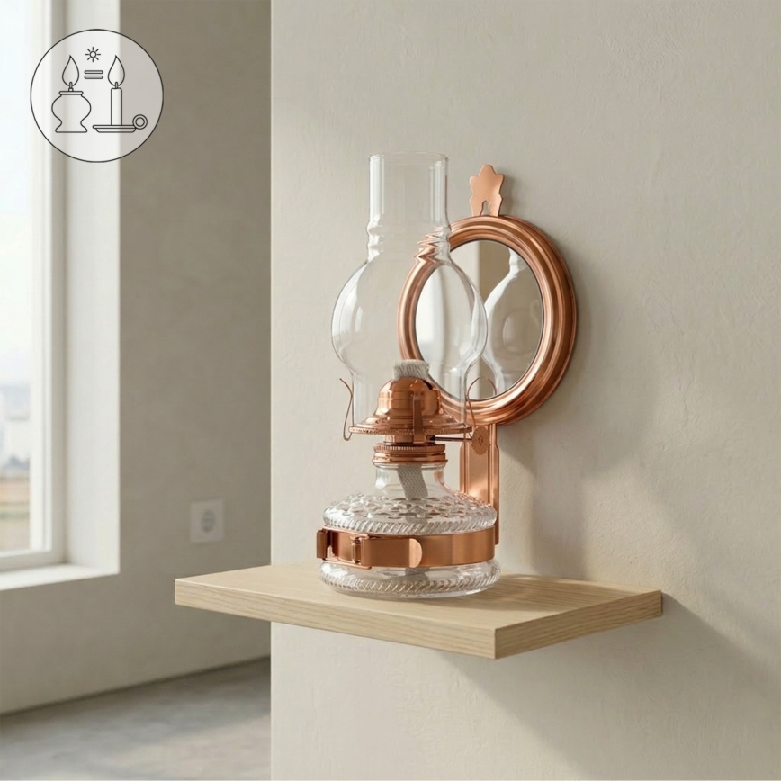 Brilagi - Lampe à pétrole MERLIN avec miroir, bronze/patine