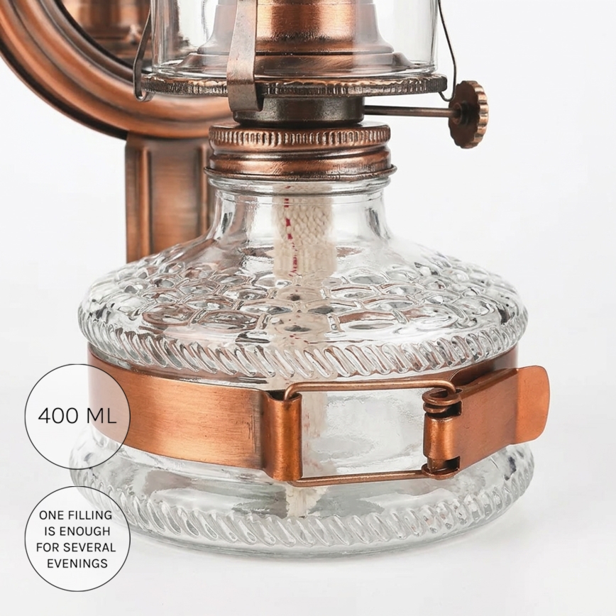 Brilagi - Lampe à pétrole MERLIN avec miroir, bronze/patine