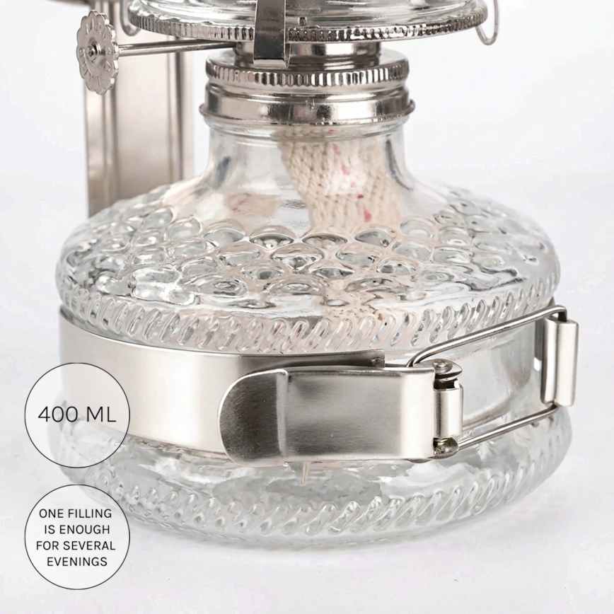 Brilagi - Lampe à pétrole MERLIN avec miroir, chrome brillant