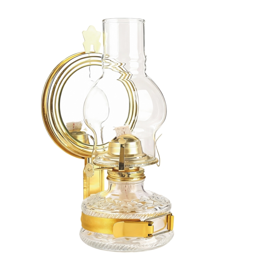 Brilagi - Lampe à pétrole MERLIN avec miroir, dorée brillante