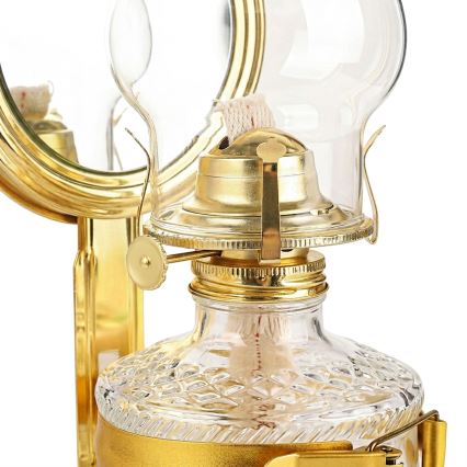 Brilagi - Lampe à pétrole MERLIN avec miroir, dorée brillante