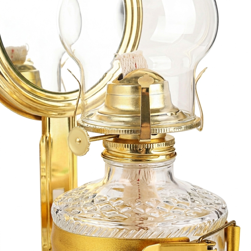 Brilagi - Lampe à pétrole MERLIN avec miroir, dorée brillante