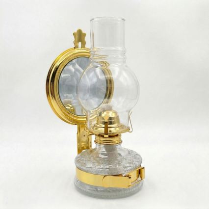 Brilagi - Lampe à pétrole MERLIN avec miroir, dorée brillante
