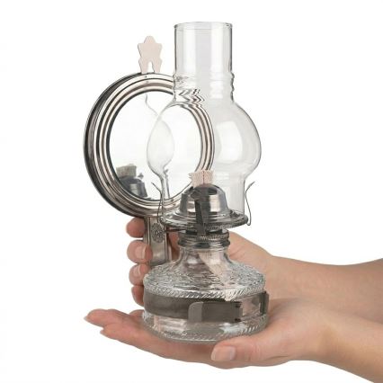 Brilagi - Lampe à pétrole MERLIN avec miroir, finition chrome noir