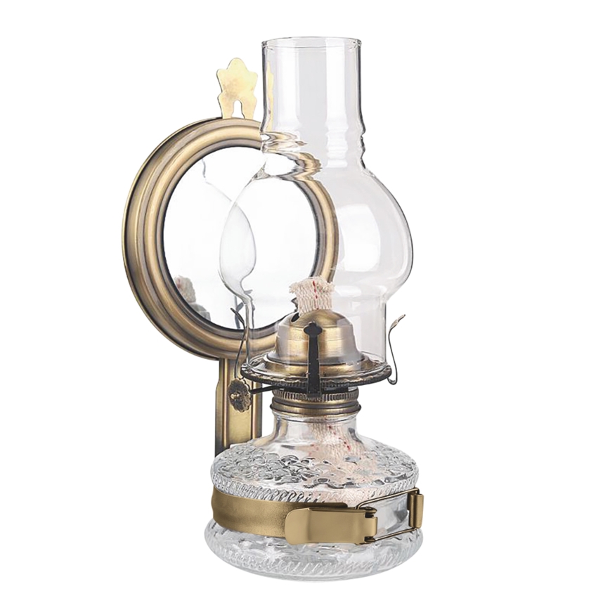 Brilagi - Lampe à pétrole MERLIN avec miroir, finition dorée/patinée