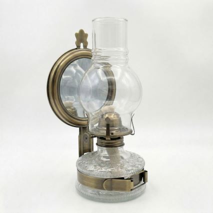 Brilagi - Lampe à pétrole MERLIN avec miroir, finition dorée/patinée
