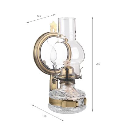 Brilagi - Lampe à pétrole MERLIN avec miroir, finition dorée/patinée