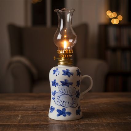 Brilagi - Lampe à pétrole MERLIN blanche/bleue