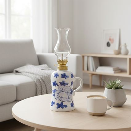 Brilagi - Lampe à pétrole MERLIN blanche/bleue