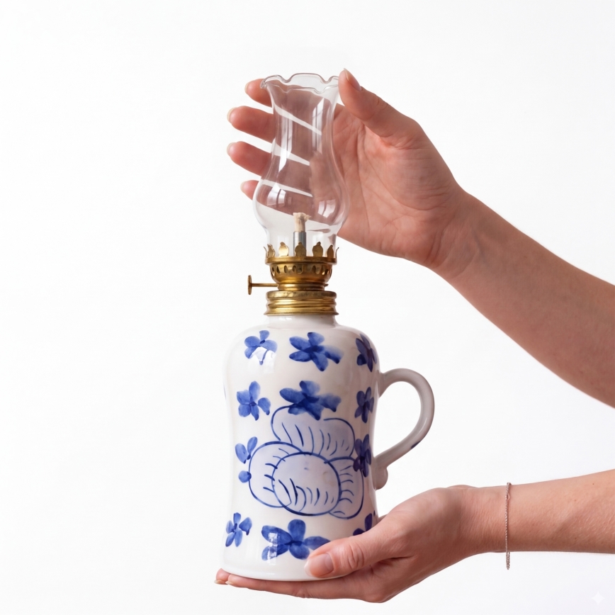Brilagi - Lampe à pétrole MERLIN blanche/bleue