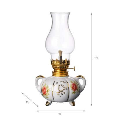 Brilagi - Lampe à pétrole MERLIN blanche/dorée