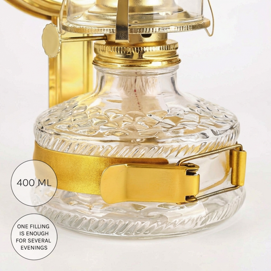 Brilagi - Lampe à pétrole MERLIN dorée brillante