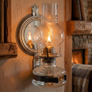 Brilagi - Lampe à pétrole MERLIN, finition chrome noir