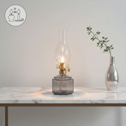 Brilagi - Lampe à pétrole MERLIN fumée/grise