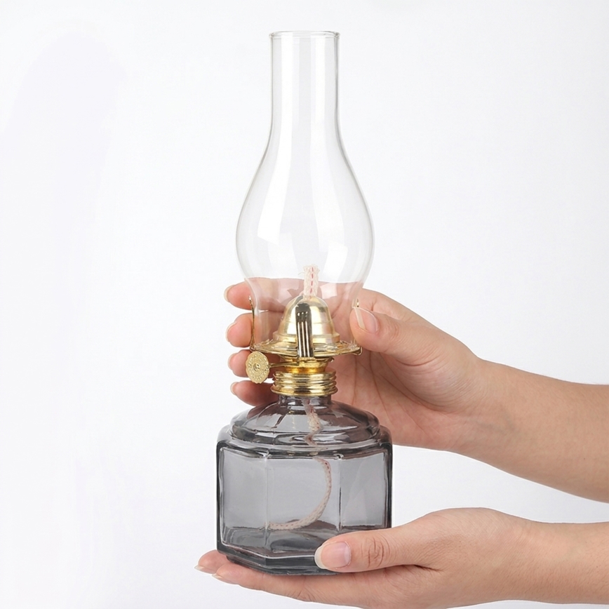 Brilagi - Lampe à pétrole MERLIN fumée/grise